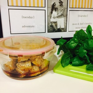 As I let the spaghetti squash cook, I put the tempeh in this container and turned it every so often for 30 minutes